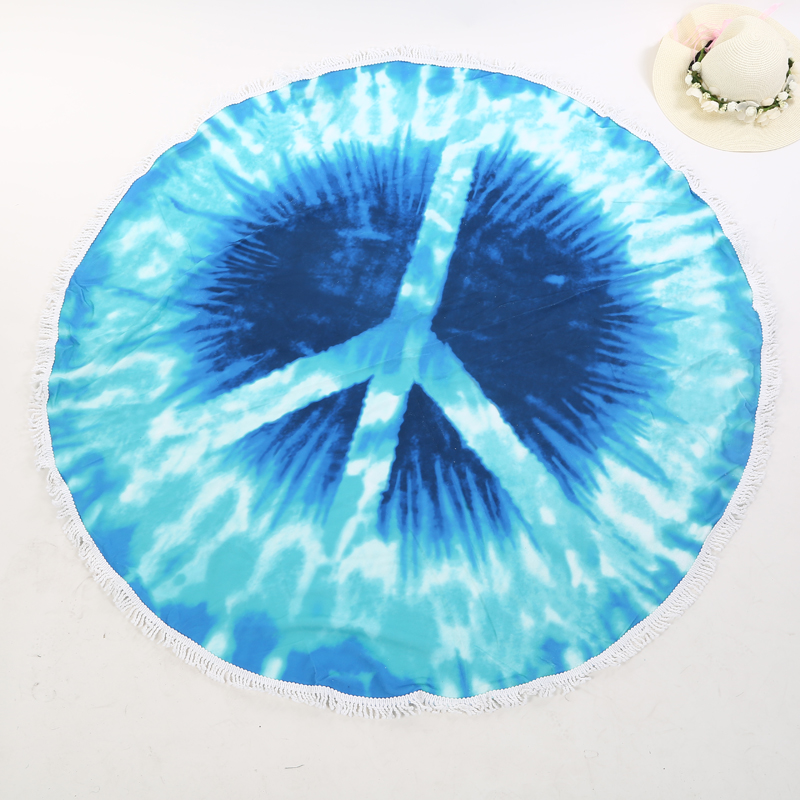 European and American printed silk scarf circular beach mat beach towel holiday flimsy beach mat.