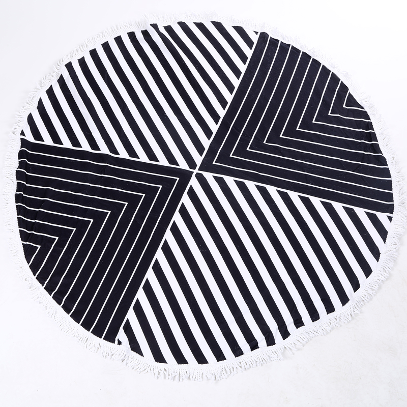 Manufacturer direct selling high - grade circular tassel beach towel cotton printed fringe bath towel.