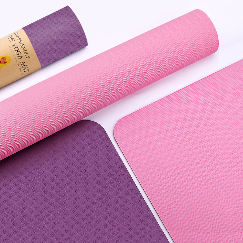 Cross-Border Two-Color TPE Yoga Mat Fitness Monochrome Children Dance Skipping Rope Mat Amazon Environmental Protection Non-Slip Yoga Mat