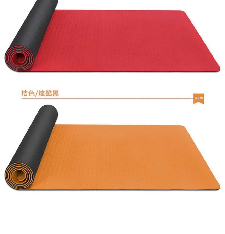 Cross-Border Two-Color TPE Yoga Mat Fitness Monochrome Children Dance Skipping Rope Mat Amazon Environmental Protection Non-Slip Yoga Mat