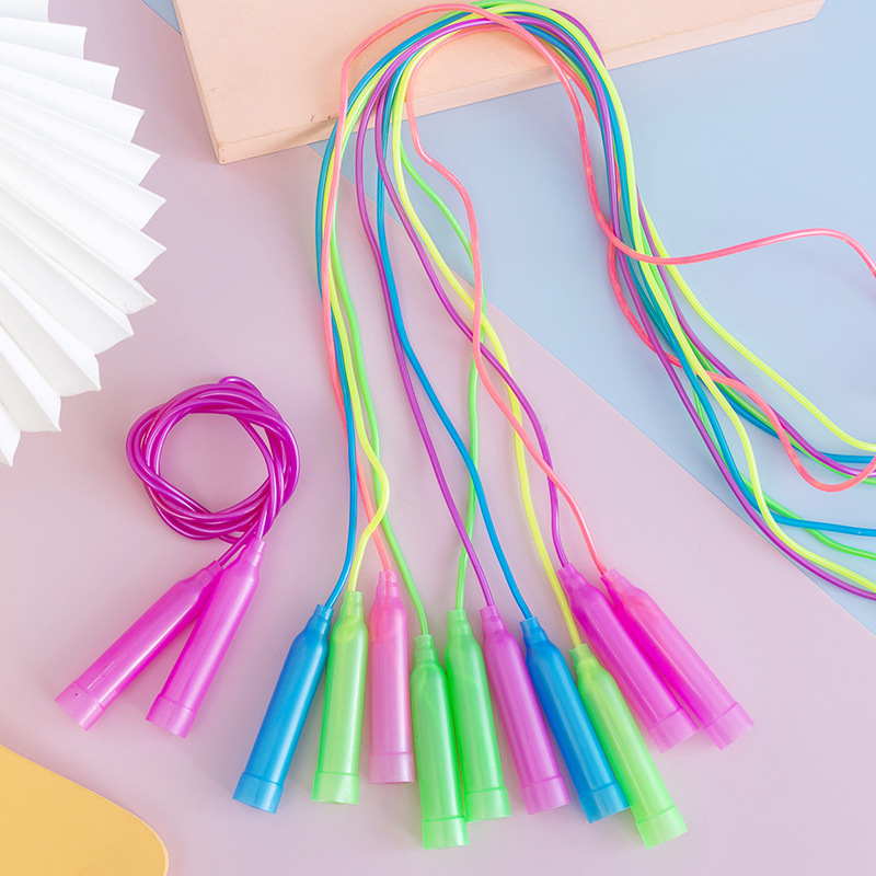 Colorful Plastic Skipping Rope Adjustable Length Children Elementary School Students Soft Plastic Handle Skipping Rope Kindergarten Small Prize