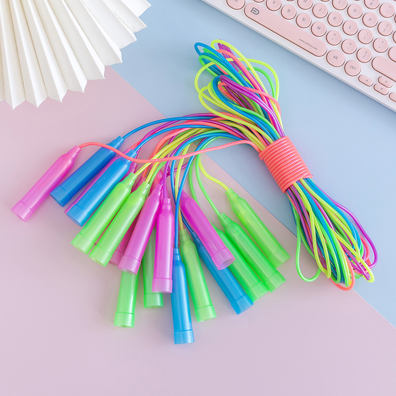 Colorful Plastic Skipping Rope Adjustable Length Children Elementary School Students Soft Plastic Handle Skipping Rope Kindergarten Small Prize