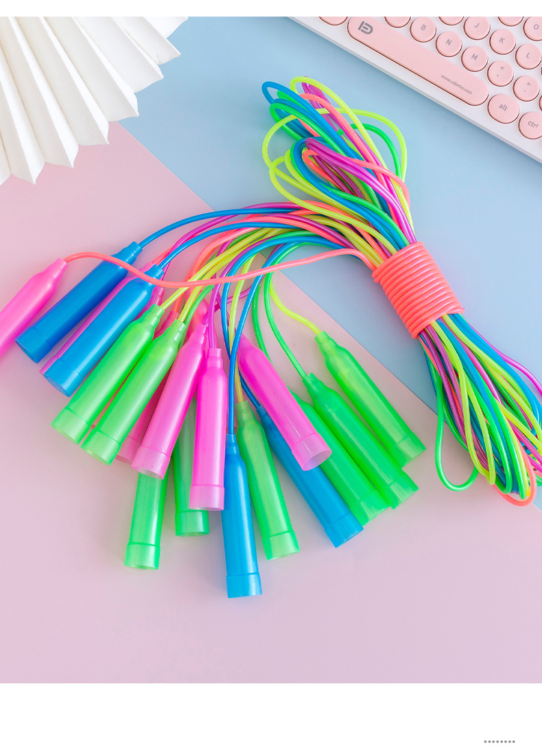 Colorful Plastic Skipping Rope Adjustable Length Children Elementary School Students Soft Plastic Handle Skipping Rope Kindergarten Small Prize Colorful Plastic Skipping Rope Adjustable Length Children Elementary School Students Soft Plastic Handle Skipping Rope Kindergarten Small Prize