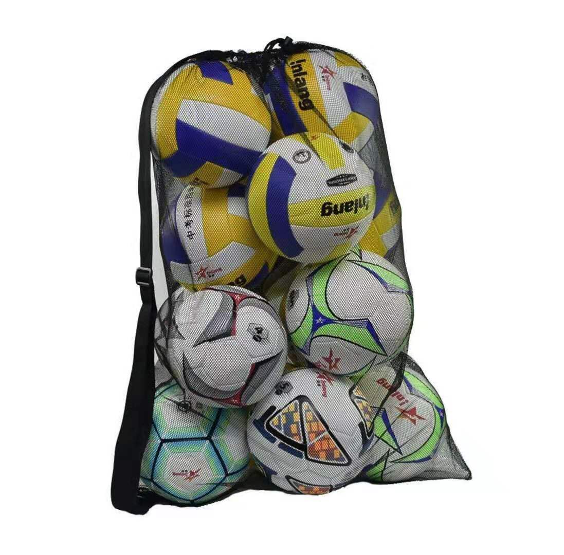 Factory Customized Large Capacity Football Basketball Net Bag Drawstring Buggy Bag Easy to Carry Front Pocket