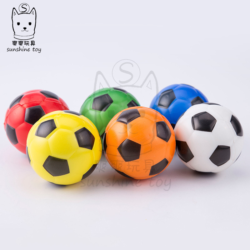 Factory Direct Sales 6.3cm Six-Color Football Foam Sponge Pu Ball Decompression Toys for Children Foam Vent Customization