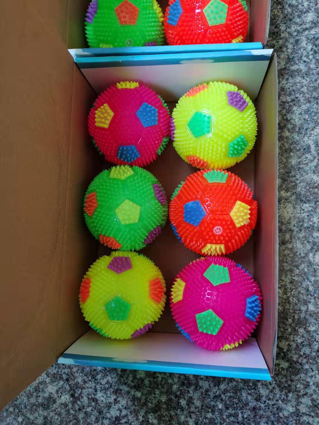 Large Football Sound Flash Acanthosphere Massage Ball Squeeze and Sound with Light Rope Whistle Elastic Ball Luminous Toy Manufacturer
