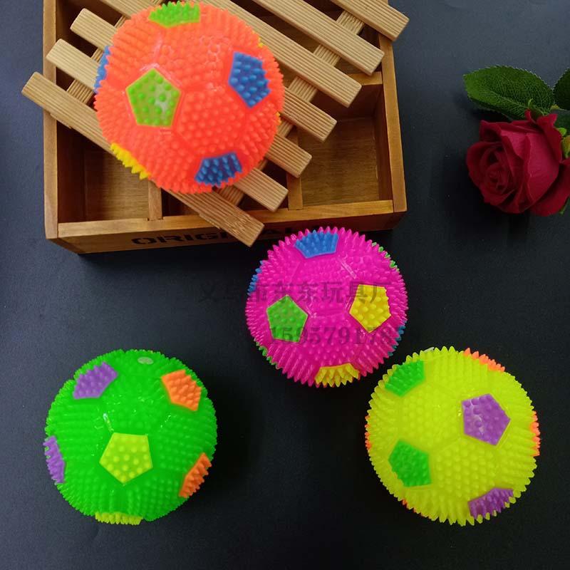 Large Football Sound Flash Acanthosphere Massage Ball Squeeze and Sound with Light Rope Whistle Elastic Ball Luminous Toy Manufacturer