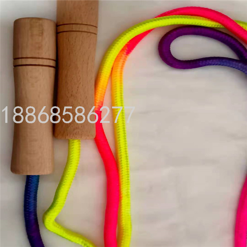  Parent-Child Home Outdoor Weight Loss Exercise Fitness Wooden Handle Rainbow Skipping Rope Student Skipping Rope