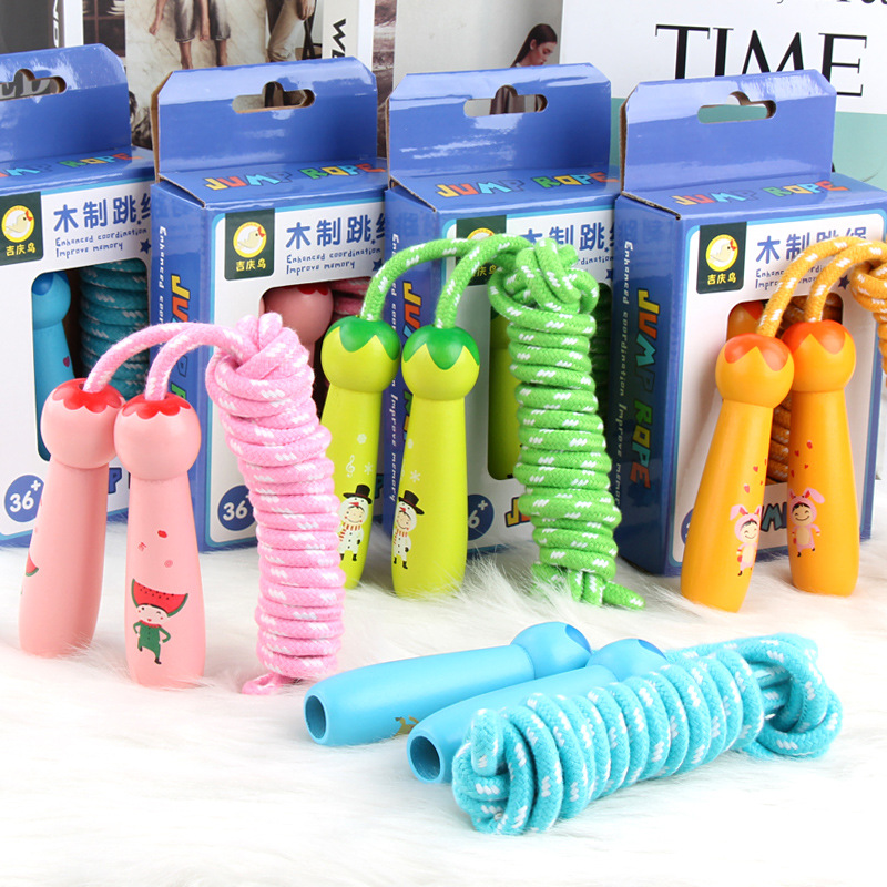Colorful Wooden Rope Skipping Adjustable Children&#039;s Toys Elementary School Sports Examination Exclusive Beginner Girl&#039;s and Boy&#039;s Kindergarten