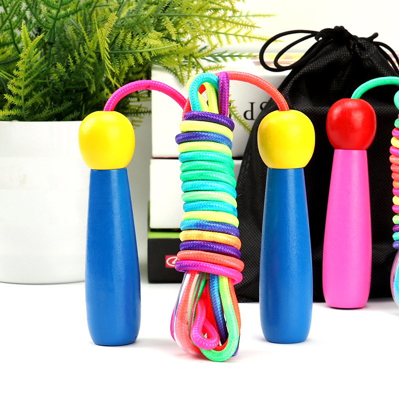 Colorful Wooden Rope Skipping Adjustable Children's Toys Elementary School Sports Examination Exclusive Beginner Girl's and Boy's Kindergarten Colorful Wooden Rope Skipping Adjustable Children's Toys Elementary School Sports Examination Exclusive Beginner Girl's and Boy's Kindergarten