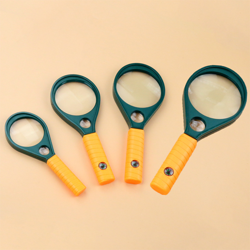 Manufacturer direct sales mg89075-1 dual light handheld magnifying glass with a compass