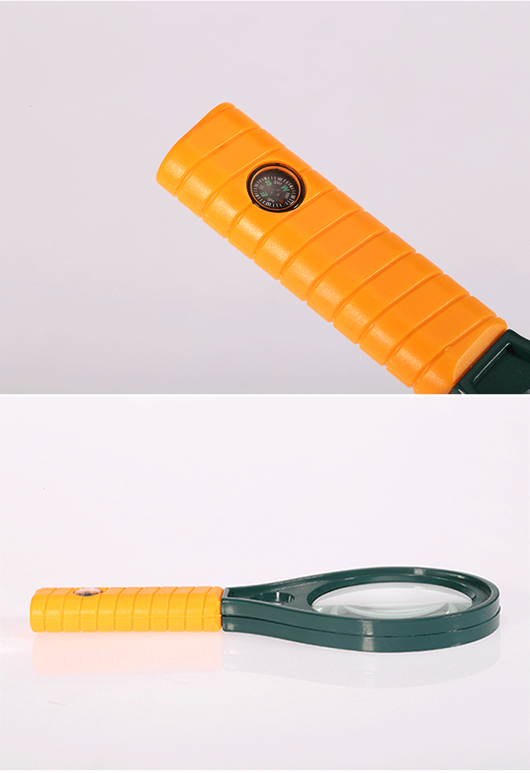 The MG89076 dual light handheld magnifying glass with a magnifying glass with a compass and reading magnifying glass.