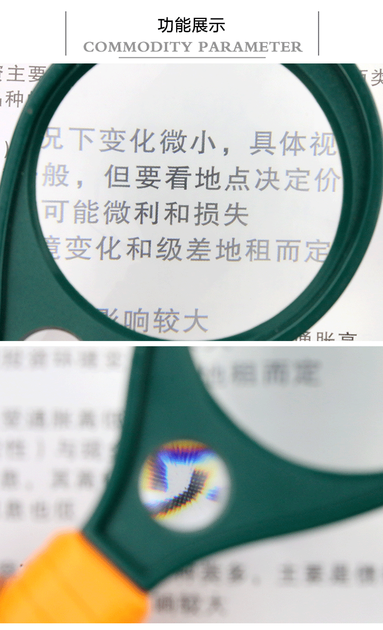 The MG89076 dual light handheld magnifying glass with a magnifying glass with a compass and reading magnifying glass.