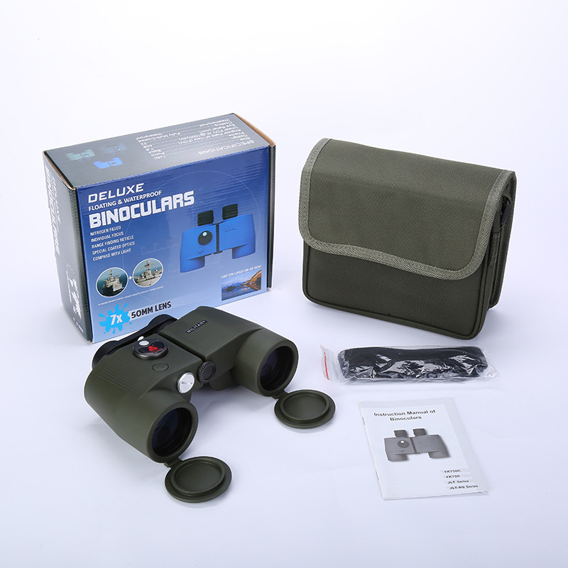 New 7X50 Solid Olive Outdoor Binocular HD Telescope High Power Waterproof Outdoor Telescope with Compass