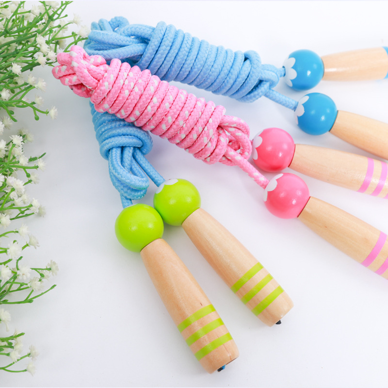 Wooden Children&#039;s Cartoon Skipping Rope Adjustable Kindergarten Students&#039; Supplies Kids&#039; Fitness Equipment Sports Outdoor Sports