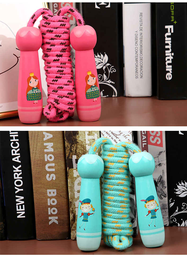 Children's Wooden Primary School Sports Kindergarten Beginner Boys and Girls Rope Skipping Wooden Handle Cotton Rope Children's Wooden Primary School Sports Kindergarten Beginner Boys and Girls Rope Skipping Wooden Handle Cotton Rope