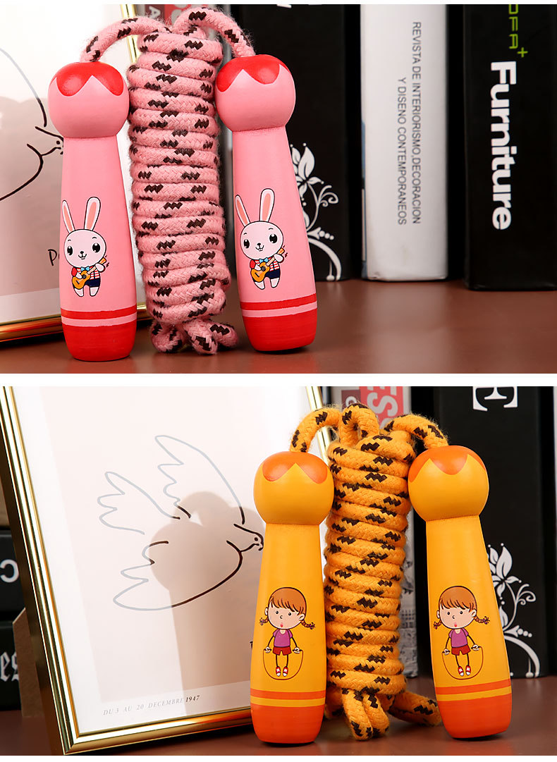Children's Wooden Primary School Sports Kindergarten Beginner Boys and Girls Rope Skipping Wooden Handle Cotton Rope Children's Wooden Primary School Sports Kindergarten Beginner Boys and Girls Rope Skipping Wooden Handle Cotton Rope