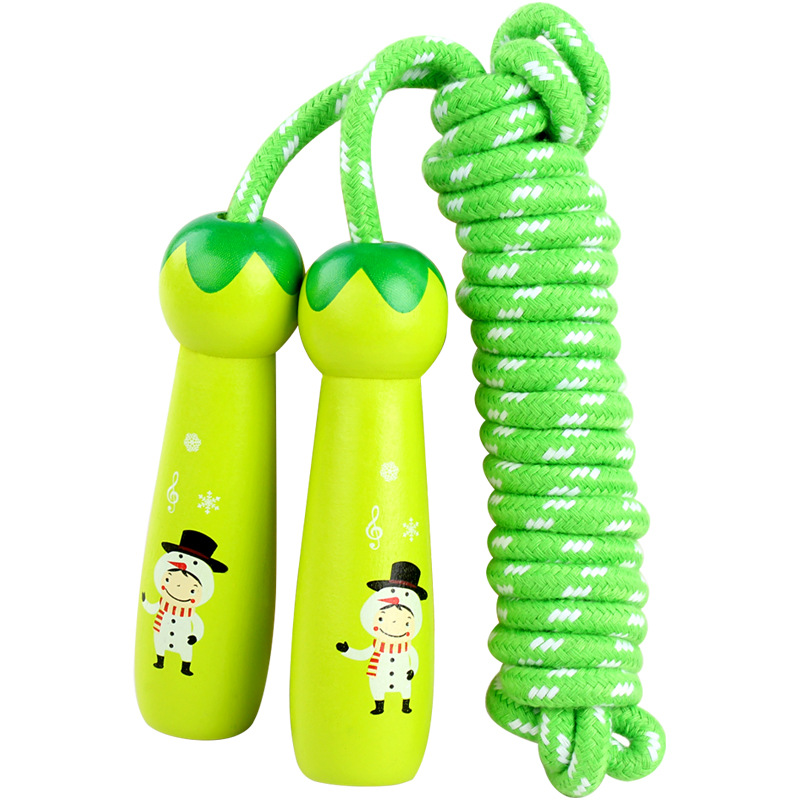 fourcolor wooden children skipping rope students physical exercise fitness cartoon shaped skipping rope toys