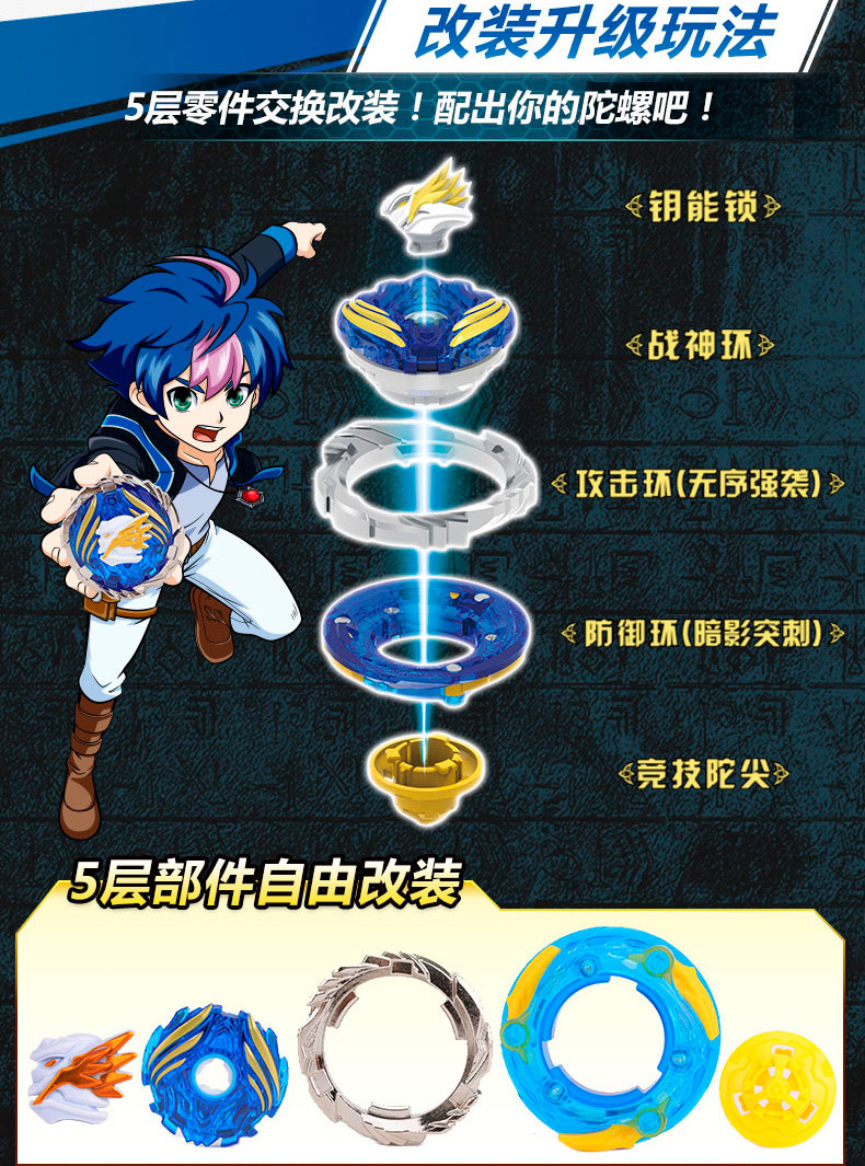 Audi Gyro Double Diamond Children's Toy New Drawstring 5 Generation God of War Wings Hurricane War Soul Beyblade Competitive