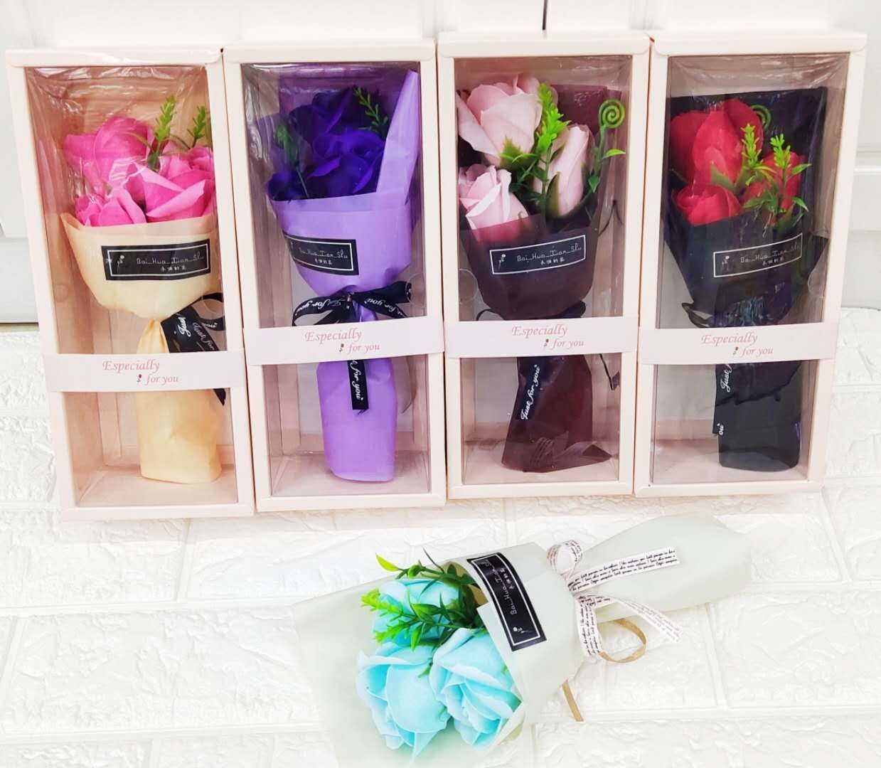 Teacher&#039;s Day Gift Gift Box 3 Soap Roses Artificial Flower Birthday Mother&#039;s Day Valentine&#039;s Day Gift