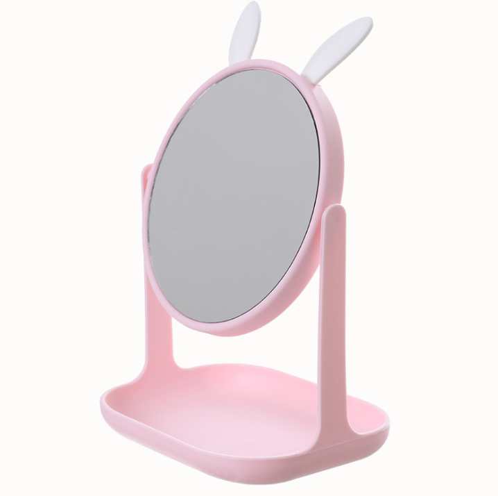 Desktop Rotatable Makeup Mirror with Stand HD Desktop Cat Ear Princess Mirror Student Removable Beauty Dressing Mirror