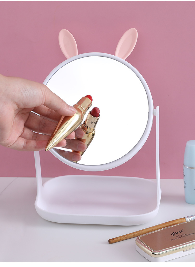 Desktop Rotatable Makeup Mirror with Stand HD Desktop Cat Ear Princess Mirror Student Removable Beauty Dressing Mirror Desktop Rotatable Makeup Mirror with Stand HD Desktop Cat Ear Princess Mirror Student Removable Beauty Dressing Mirror