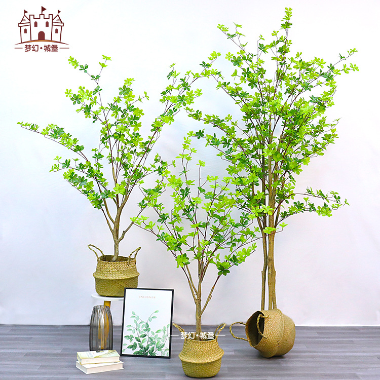 Simulation Japanese Bell Leaf Simulation Plant Japanese Bell Leaf Multi-Leaf Decoration Wedding Flower Arrangement Materials Green Plant