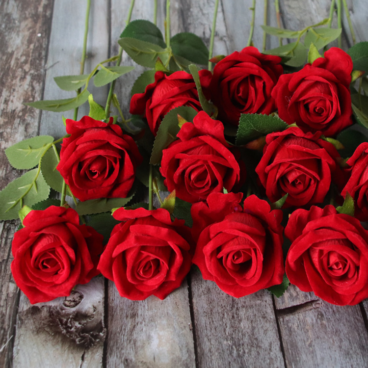 Artificial Rose Single Stem Flannel Rose Valentine&#039;s Day Gift Wedding Flower Home Decoration Rose