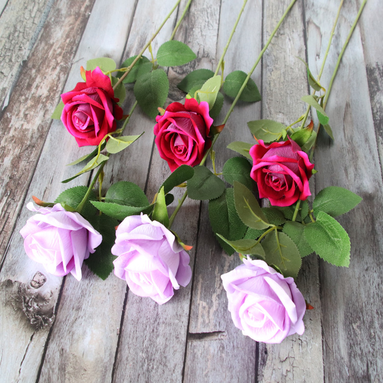 Artificial Rose Single Stem Flannel Rose Valentine's Day Gift Wedding Flower Home Decoration Rose Artificial Rose Single Stem Flannel Rose Valentine's Day Gift Wedding Flower Home Decoration Rose
