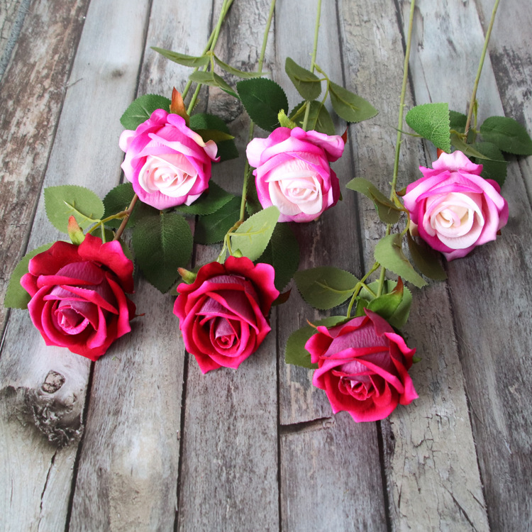 Artificial Rose Single Stem Flannel Rose Valentine's Day Gift Wedding Flower Home Decoration Rose Artificial Rose Single Stem Flannel Rose Valentine's Day Gift Wedding Flower Home Decoration Rose