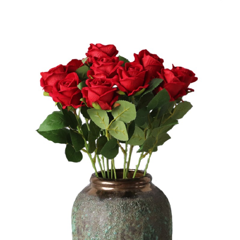 Artificial Rose Single Stem Flannel Rose Valentine&#039;s Day Gift Wedding Flower Home Decoration Rose