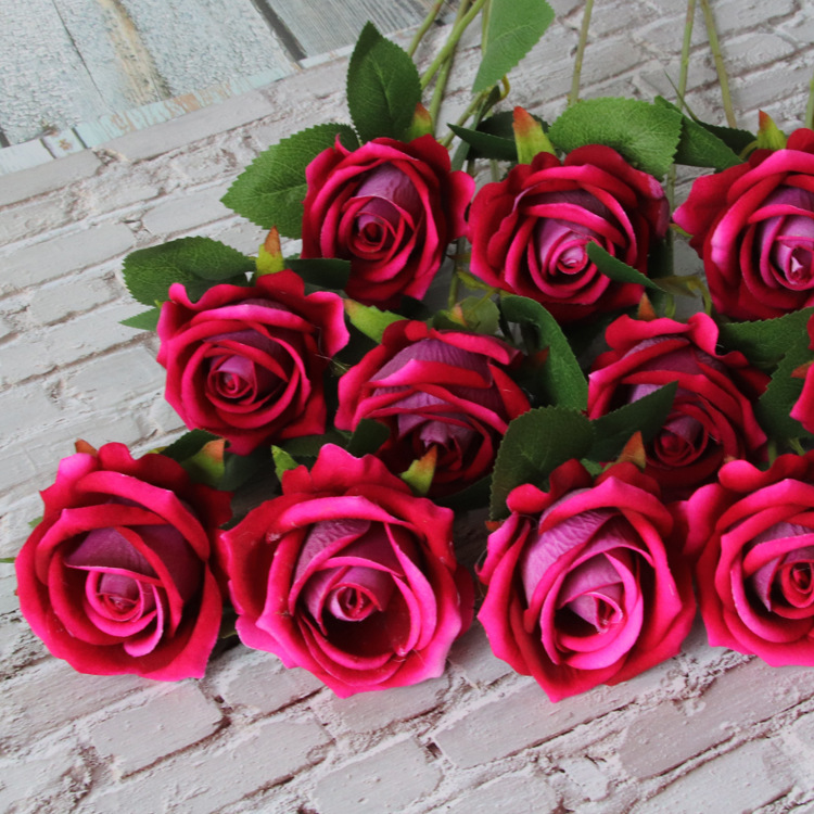 Artificial Rose Single Stem Flannel Rose Valentine's Day Gift Wedding Flower Home Decoration Rose Artificial Rose Single Stem Flannel Rose Valentine's Day Gift Wedding Flower Home Decoration Rose