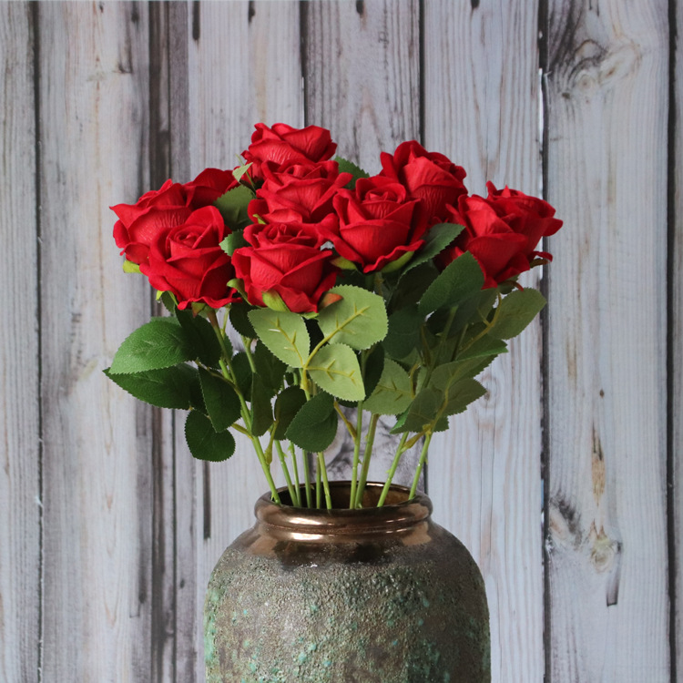 Artificial Rose Single Stem Flannel Rose Valentine's Day Gift Wedding Flower Home Decoration Rose Artificial Rose Single Stem Flannel Rose Valentine's Day Gift Wedding Flower Home Decoration Rose