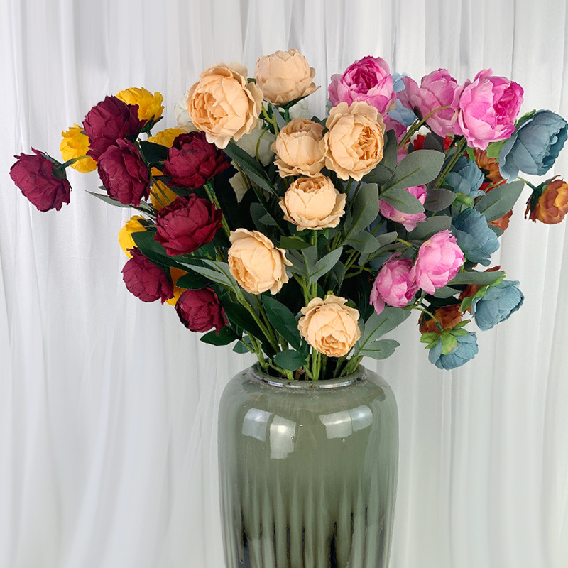 Artificial Flower 7 Exquisite Peony Living Room Fake Flower Emulational Flower Decoration Decorative Silk Flower Wedding Flower Floor Flower Wholesale