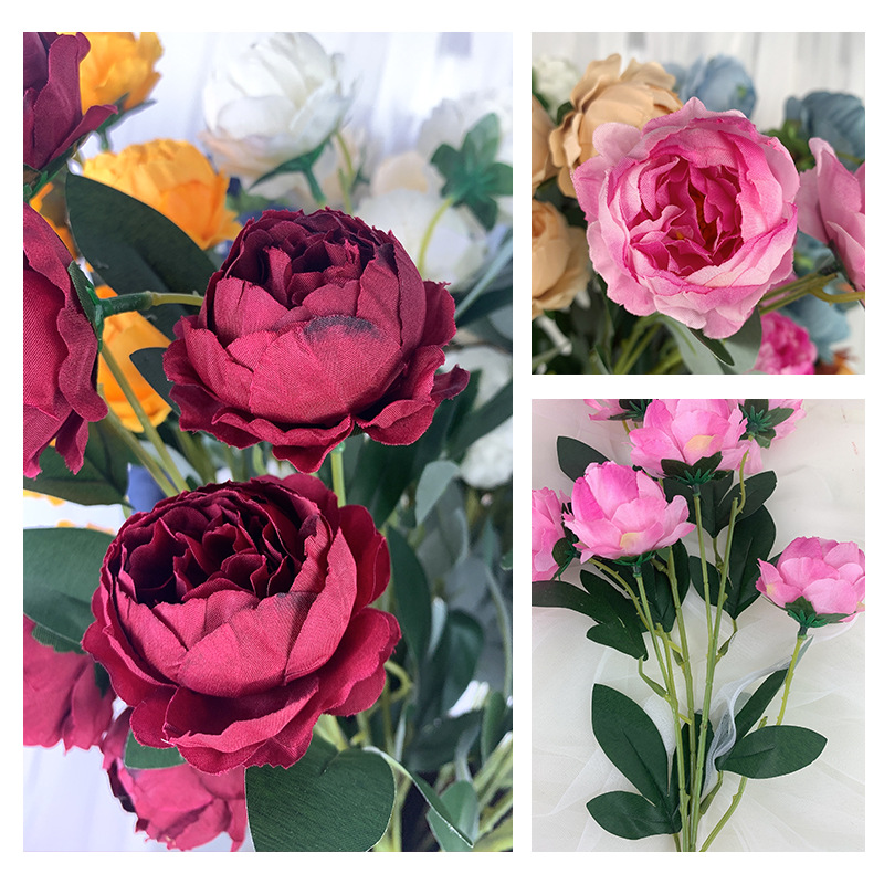 Artificial Flower 7 Exquisite Peony Living Room Fake Flower Emulational Flower Decoration Decorative Silk Flower Wedding Flower Floor Flower Wholesale