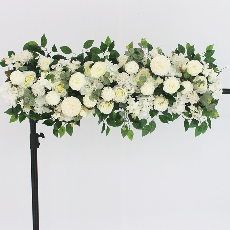 New Wedding Flower Row Wedding Stage Background Wall Decoration Decorative Flowers Outdoor Mori Style Wedding Ceremony Layout Long Row Flower Fake Flower