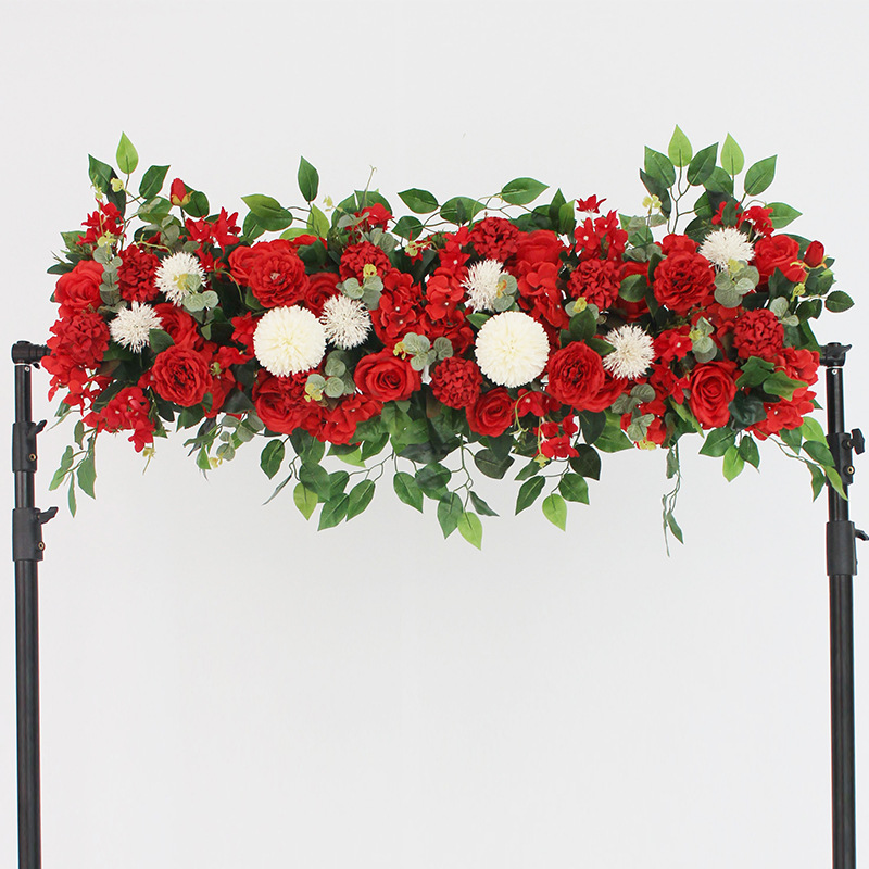 New Wedding Flower Row Wedding Stage Background Wall Decoration Decorative Flowers Outdoor Mori Style Wedding Ceremony Layout Long Row Flower Fake Flower