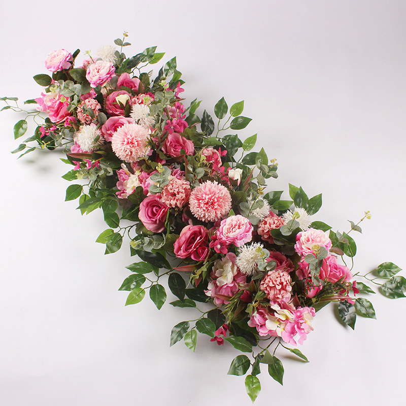 New Wedding Flower Row Wedding Stage Background Wall Decoration Decorative Flowers Outdoor Mori Style Wedding Ceremony Layout Long Row Flower Fake Flower