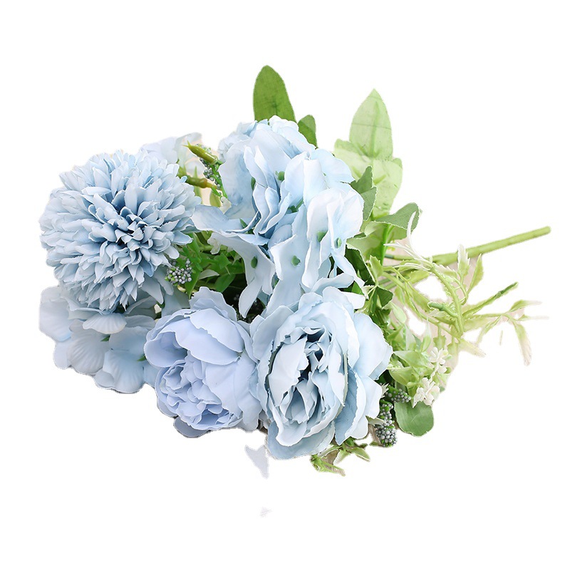 Peony Artificial Flower Wedding Flower Bouquet Wall Road Lead Hand Holding Home Decorative Fake Flower Hydrangea Bunch of Flowers Cross-Border Bouquet