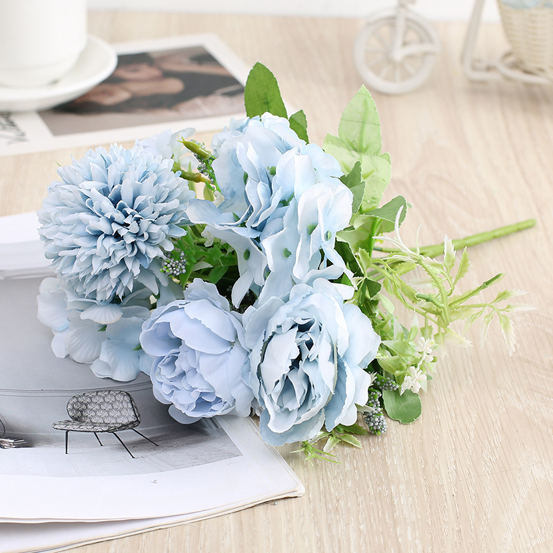 Peony Artificial Flower Wedding Flower Bouquet Wall Road Lead Hand Holding Home Decorative Fake Flower Hydrangea Bunch of Flowers Cross-Border Bouquet Peony Artificial Flower Wedding Flower Bouquet Wall Road Lead Hand Holding Home Decorative Fake Flower Hydrangea Bunch of Flowers Cross-Border Bouquet