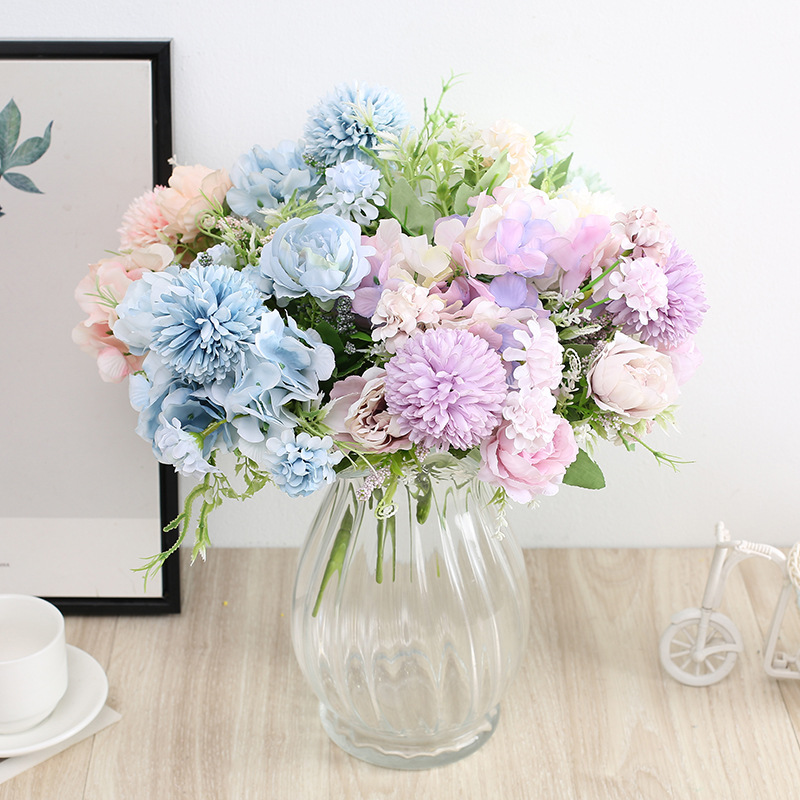 Peony Artificial Flower Wedding Flower Bouquet Wall Road Lead Hand Holding Home Decorative Fake Flower Hydrangea Bunch of Flowers Cross-Border Bouquet Peony Artificial Flower Wedding Flower Bouquet Wall Road Lead Hand Holding Home Decorative Fake Flower Hydrangea Bunch of Flowers Cross-Border Bouquet