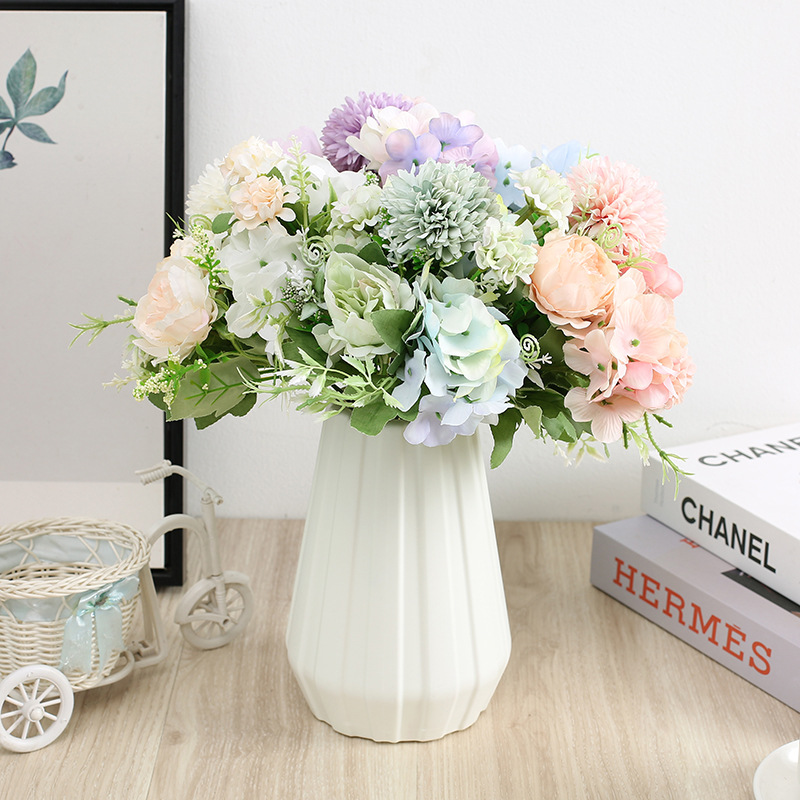 Peony Artificial Flower Wedding Flower Bouquet Wall Road Lead Hand Holding Home Decorative Fake Flower Hydrangea Bunch of Flowers Cross-Border Bouquet Peony Artificial Flower Wedding Flower Bouquet Wall Road Lead Hand Holding Home Decorative Fake Flower Hydrangea Bunch of Flowers Cross-Border Bouquet