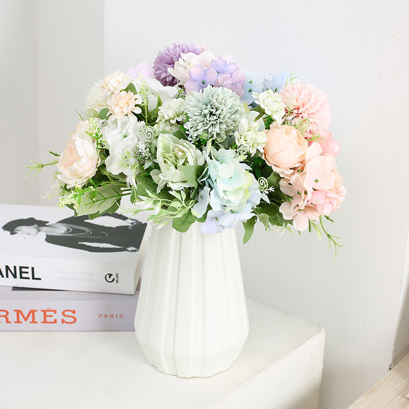 Peony Artificial Flower Wedding Flower Bouquet Wall Road Lead Hand Holding Home Decorative Fake Flower Hydrangea Bunch of Flowers Cross-Border Bouquet Peony Artificial Flower Wedding Flower Bouquet Wall Road Lead Hand Holding Home Decorative Fake Flower Hydrangea Bunch of Flowers Cross-Border Bouquet