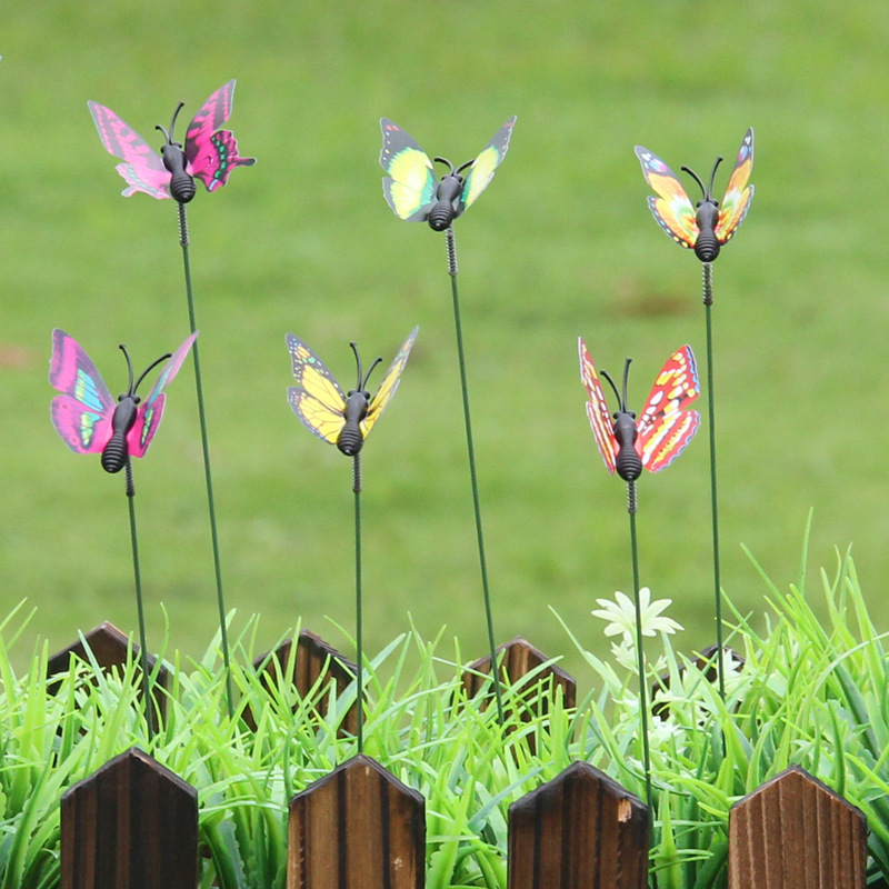 Gardening Flower Arrangement Grass Emulational Flower and Grass Decoration Insertion Pole Butterfly Pot Wedding Flower Pot Matching (4cm