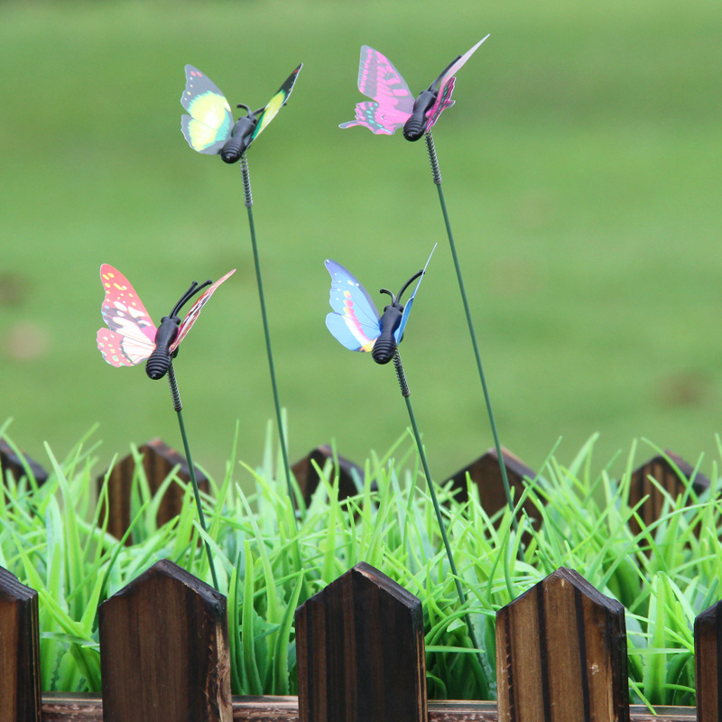 Gardening Flower Arrangement Grass Emulational Flower and Grass Decoration Insertion Pole Butterfly Pot Wedding Flower Pot Matching (4cm