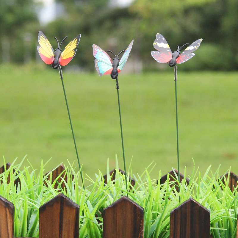 Gardening Flower Arrangement Grass Emulational Flower and Grass Decoration Insertion Pole Butterfly Pot Wedding Flower Pot Matching (4cm
