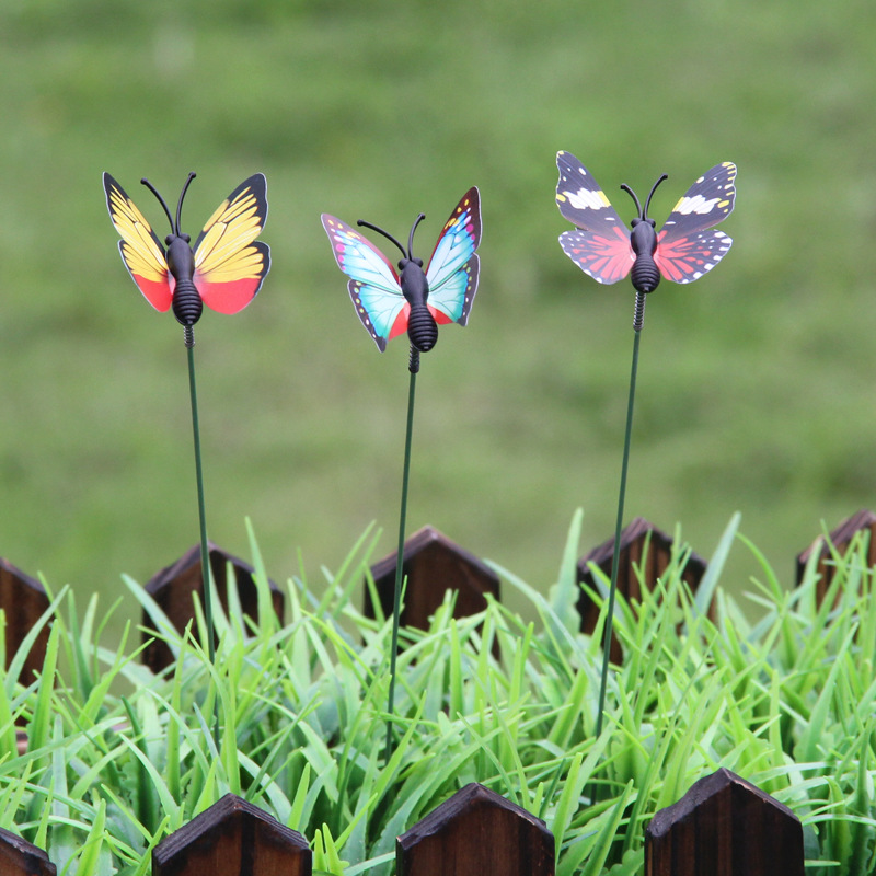 Gardening Flower Arrangement Grass Emulational Flower and Grass Decoration Insertion Pole Butterfly Pot Wedding Flower Pot Matching (4cm