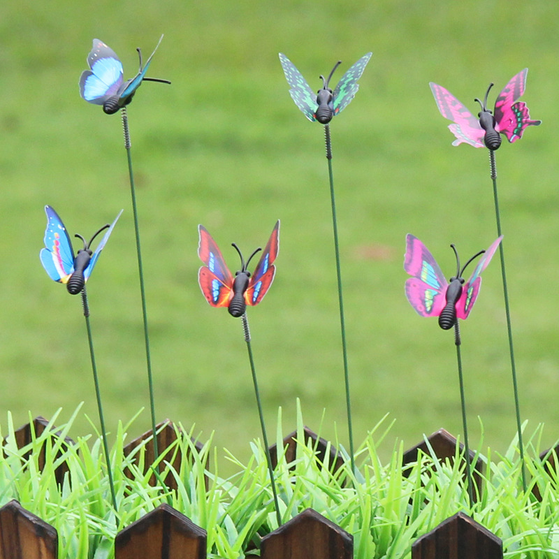 Gardening Flower Arrangement Grass Emulational Flower and Grass Decoration Insertion Pole Butterfly Pot Wedding Flower Pot Matching (4cm