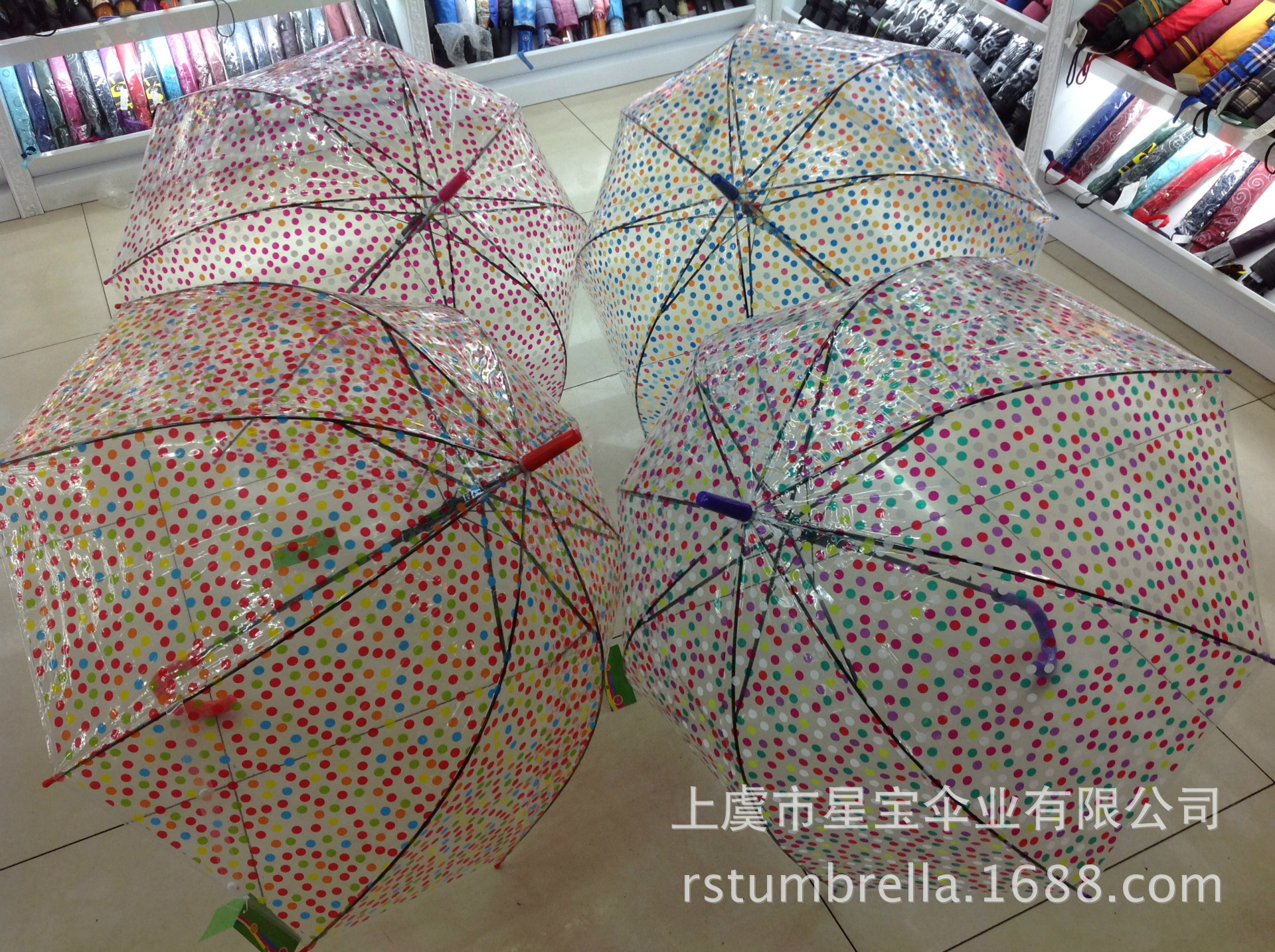 【RST022】 manufacturers spot dots transparent umbrella wholesale gift umbrella umbrella umbrella straight umbrella