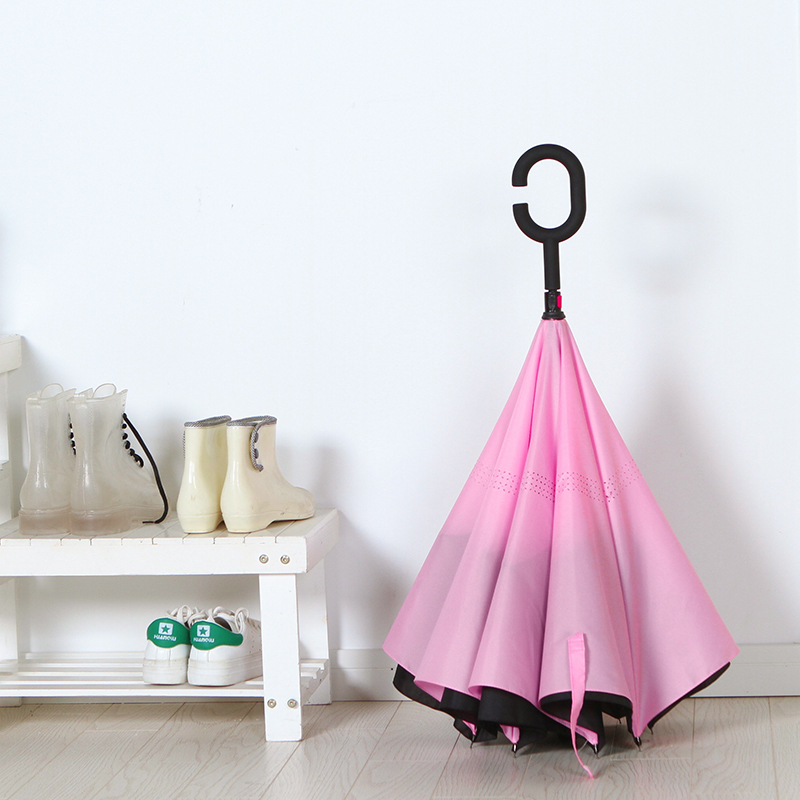 Reverse Direction Umbrella Foldable Rain and Rain Dual-Use Oversized Umbrella for Two Persons Car Special Double-Layer Reverse Wall-Free C- Type